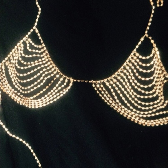 Gold Body Jewelry Bra Cover - Picture 2 of 3